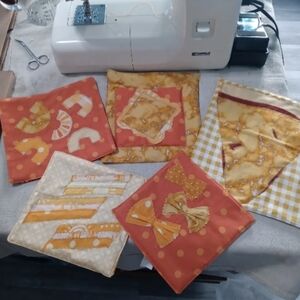 Handmade Pasta Pot Holder  Set - Orange and Yellow